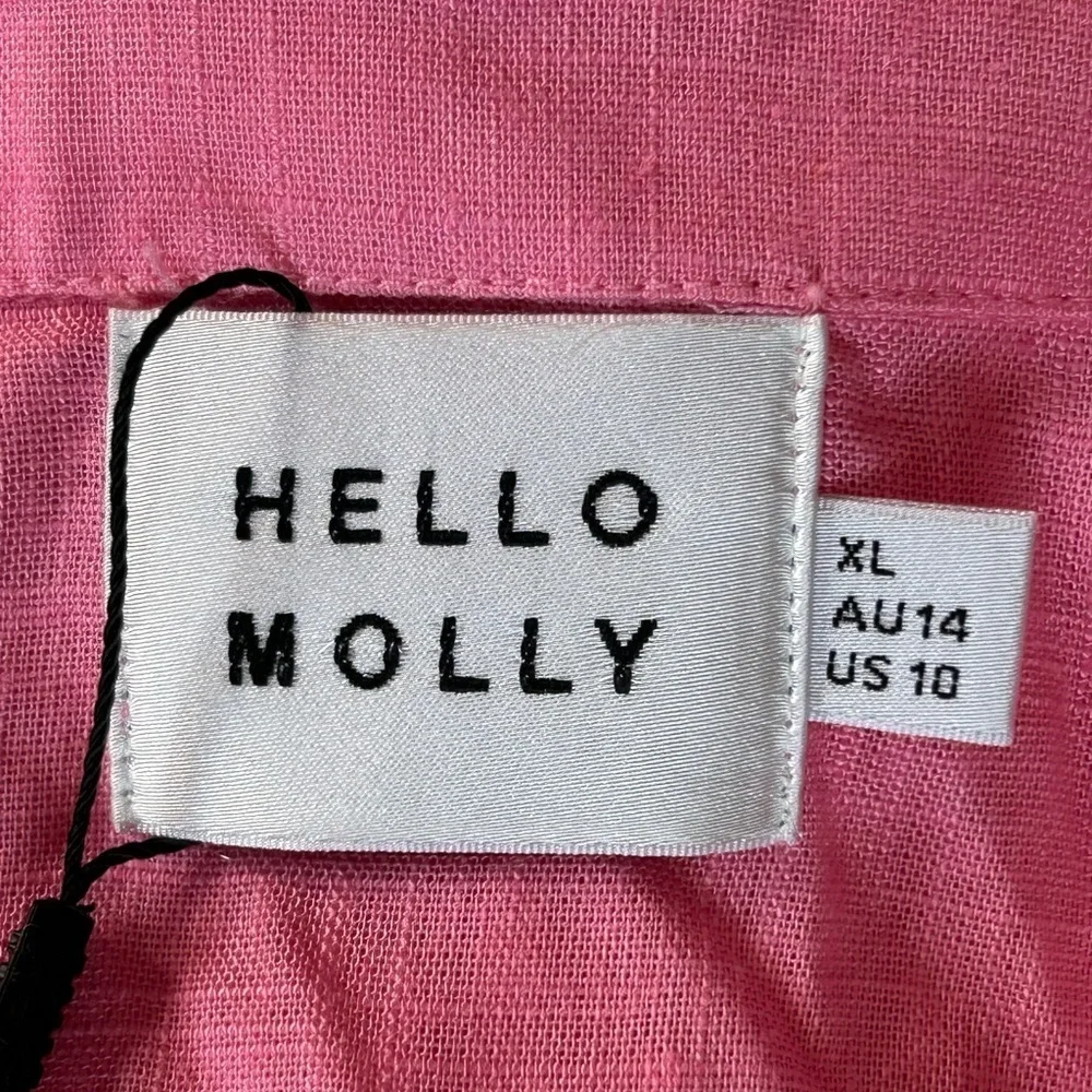 NWT Linen Hello Molly size XL STYLE ME YOUR WAY SHIRT DRESS PINK balloon - Picture 15 of 16
